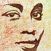 Krachtig (kleurrijk aquarel schilderij portret vrouw Afrikaanse vlag kleuren gezicht silhouet ogen) van Natalie Bruns