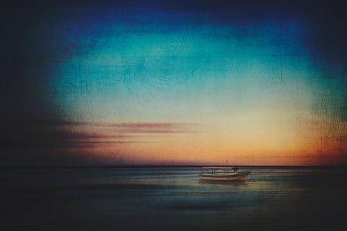 Evening rest - boat on the beach of Sanur, Bali