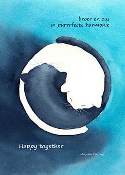 Brother and sister happy together Katzen Haiku holländisch