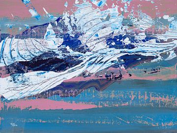 Pink Sea Blue Wave | Abstract Art van ART Eva Maria