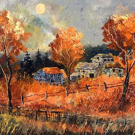 Oud dorp in de herfst van pol ledent