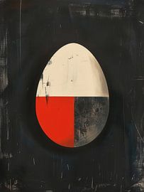 Minimalistisches, abstraktes Osterei vor dunklem Hintergrund