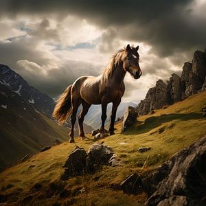 Cheval dans les montagnes