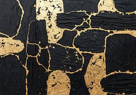 Abstrakte Kunst in Schwarz und Gold mit Textur von Markus Gann