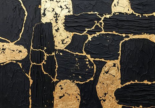 Abstracte zwart-gouden geweven kunst
