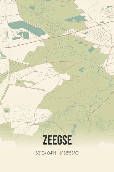 Carte ancienne de Zeegse (Drenthe) par Affiches de lieux