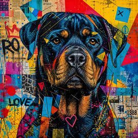 Rottweiler – Urban Rotti – Graffiti Pop Art Portrait by Betty Maria Digital Art