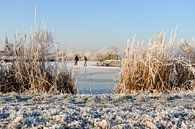 Winterlandschap met twee schaatsers van Merijn van der Vliet thumbnail