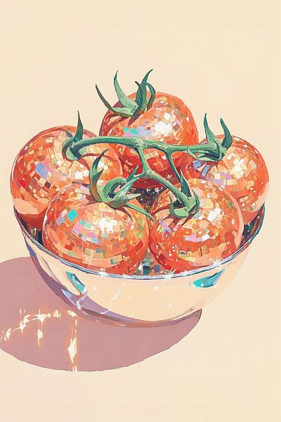 Disco Ball Tomatoes in a Bowl by Melloi Art Prints