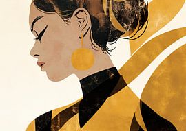 Femme moderne avec boucle d'oreille en or sur La collection ARTEO