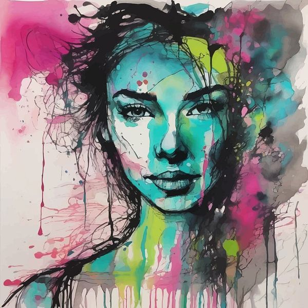 Peinture aquarelle minimaliste d'une femme abstraite par MIROKKU