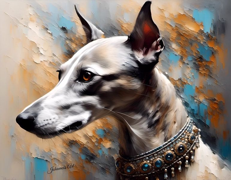 Arabian Greyhound Art 1 | Unique Dog Portraits by Johanna's Art Creations by Johannas Art Creations