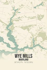 Alte Karte von Wye Mills (Maryland), USA. von Ortsdrucke