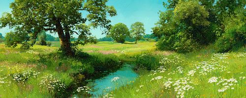 Ruisseau silencieux parmi les fleurs