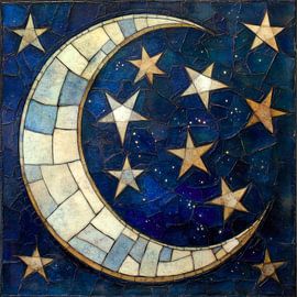 Moon and stars by Jutta Maria Pusl