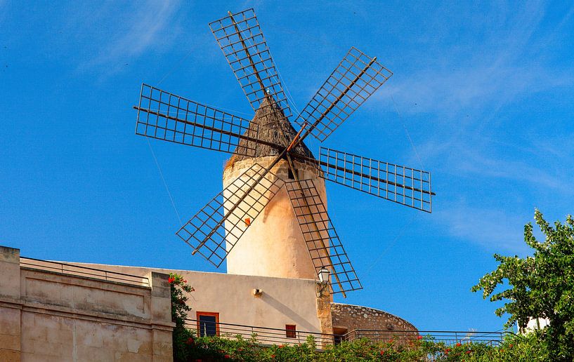 Old style windmill on the blue sky by Yevgen Belich