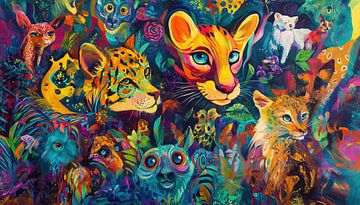 Vreemde dieren kleurrijk abstract panorama van TheXclusive Art
