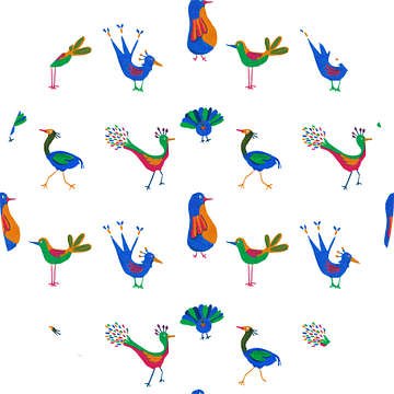 Doorlopend patroon met vrolijke vogels van Ivonne Wierink