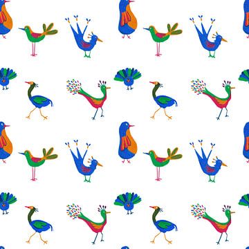 Doorlopend patroon met vrolijke vogels