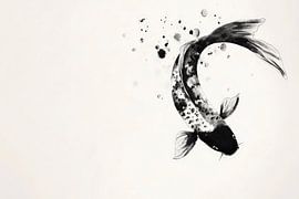Koi-Fisch in Schwarz-Weiß – Eleganz pur von Poster Art Shop