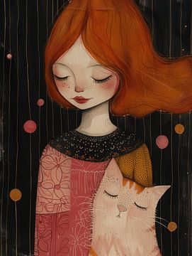 La fille et son chat sur Atelier Pink Blossom