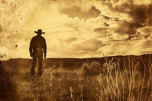 Western Landschap met Cowboy Americana