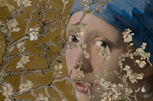 Meisje met de parel -amandelbloesem goudkleurig