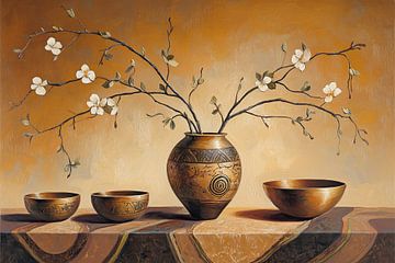 Vase and Bowls van Blikvanger Schilderijen