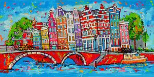 De Grachten van Amsterdam van Vrolijk Schilderij