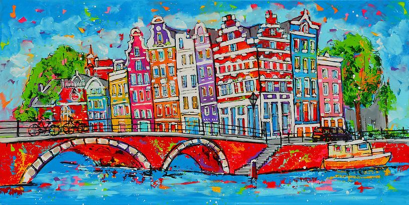 De Grachten van Amsterdam van Vrolijk Schilderij