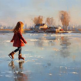 Winter scene | Girl skates on natural ice by Lauren Wilde