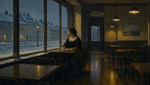 Snowfall at the Café Window