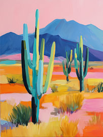 Kleurrijk cactuslandschap in de woestijn van IamHomeStudio