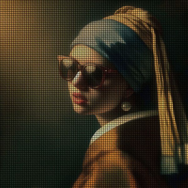 Das Mädchen mit dem Perlenohrring und der Sonnenbrille (Weben) von FoXo Art