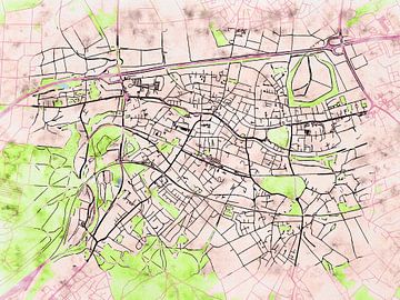 Map of Eschweiler with the style 'Soothing Spring' by Maporia