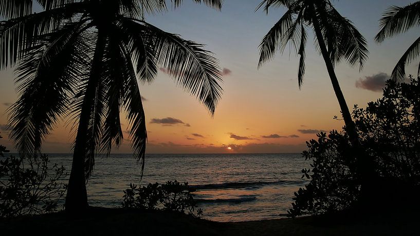 Coucher de soleil à la plage de Takamaka par Timon Schneider