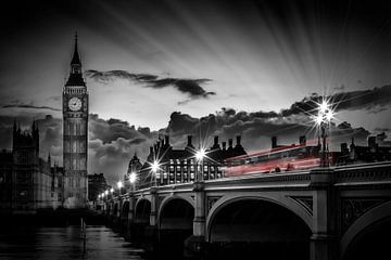 LONDON Westminster Bridge bei Sonnenuntergang | Colorkey  von Melanie Viola