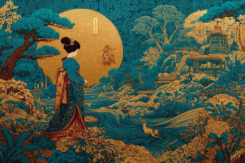 Japon pittoresque Geisha dans un jardin par Egon Zitter