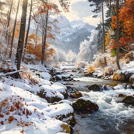Farben im ersten Schnee am Wildbach in der Alpenregion Tirol von Christina Bauer Photos