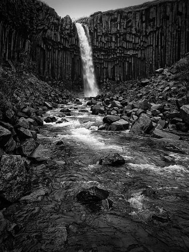 Svartifoss waterfall, Iceland in black and white