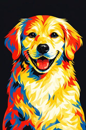 Kleurrijke Golden Retriever Pop Art – Vrolijke hond wanddecoratie