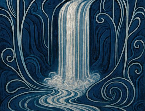 Gestileerde waterval en sierlijke lijnen