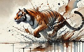 Le tigre dynamique en mouvement