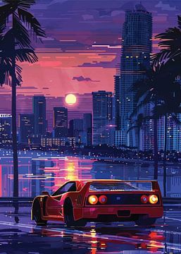 Rennwagen mit wunderschöner Nacht