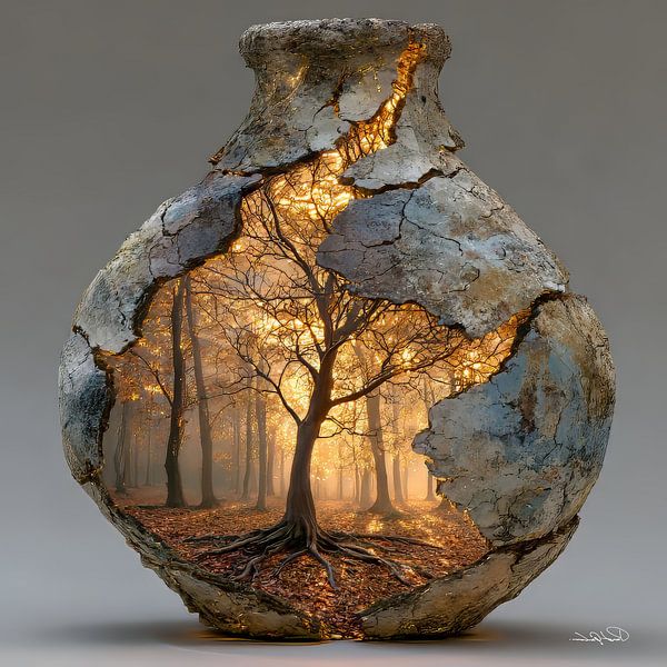 Nature in a Stone Jar by Gelissen Artworks