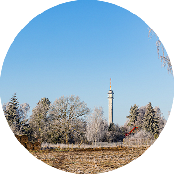 Uitzicht op de Stadtweide telecommunicatietoren in Rostock in de winter