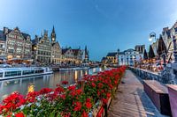 Ghent, Belgium, the Leie in blue hour