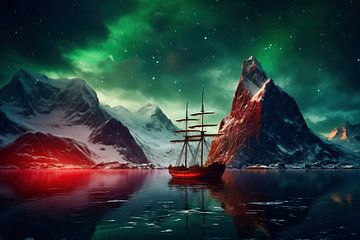 Noorderlicht in Noorwegen van fernlichtsicht