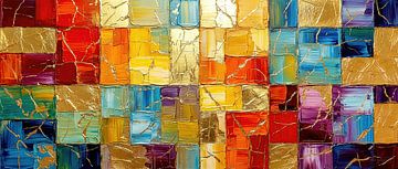 Painting with luxurious gold in abstraction
