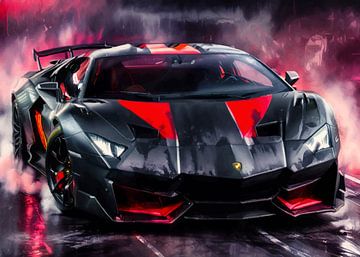Lamborghini Sesto Elemento Watercolor Neon by MIROKKU